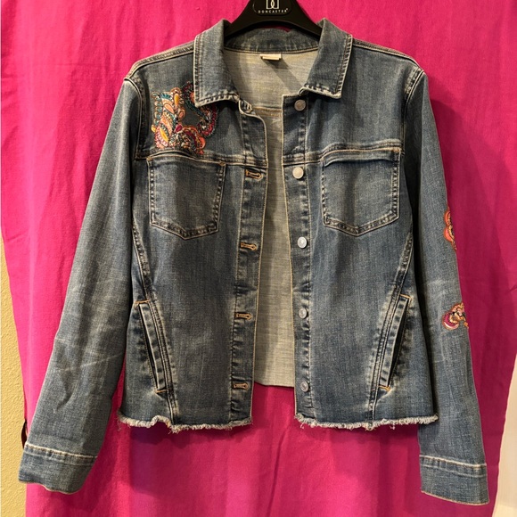 Chico's Jackets & Blazers - Chico’s Embroidered Denim Jacket Size 12